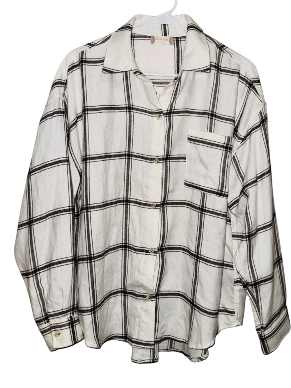 Altar’d State Classic White & Black Plaid Button-Up Shirt Jacket